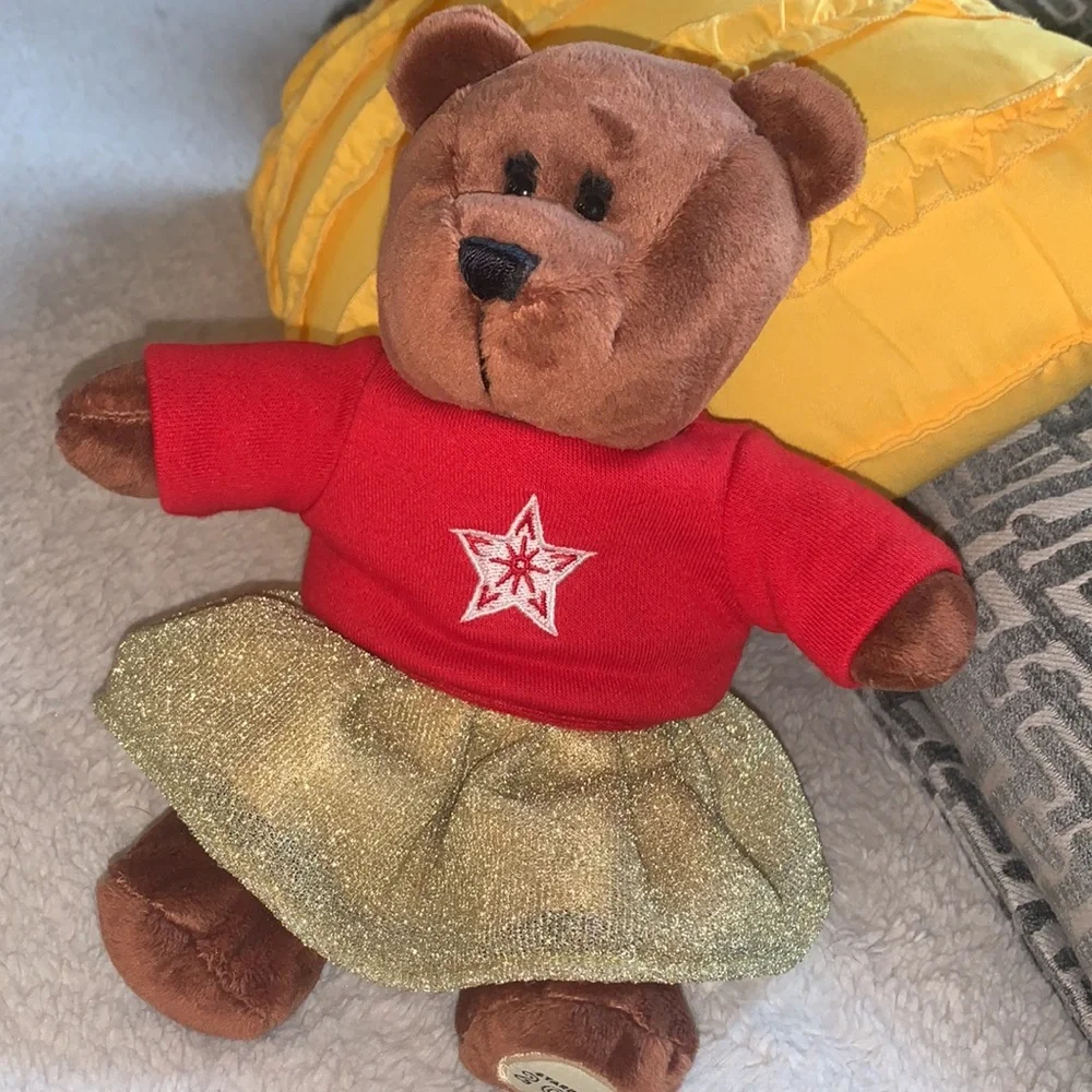 Starbucks 2018 Bearista Bear Gold Skirt Red Shirt Teddy Bear EUC